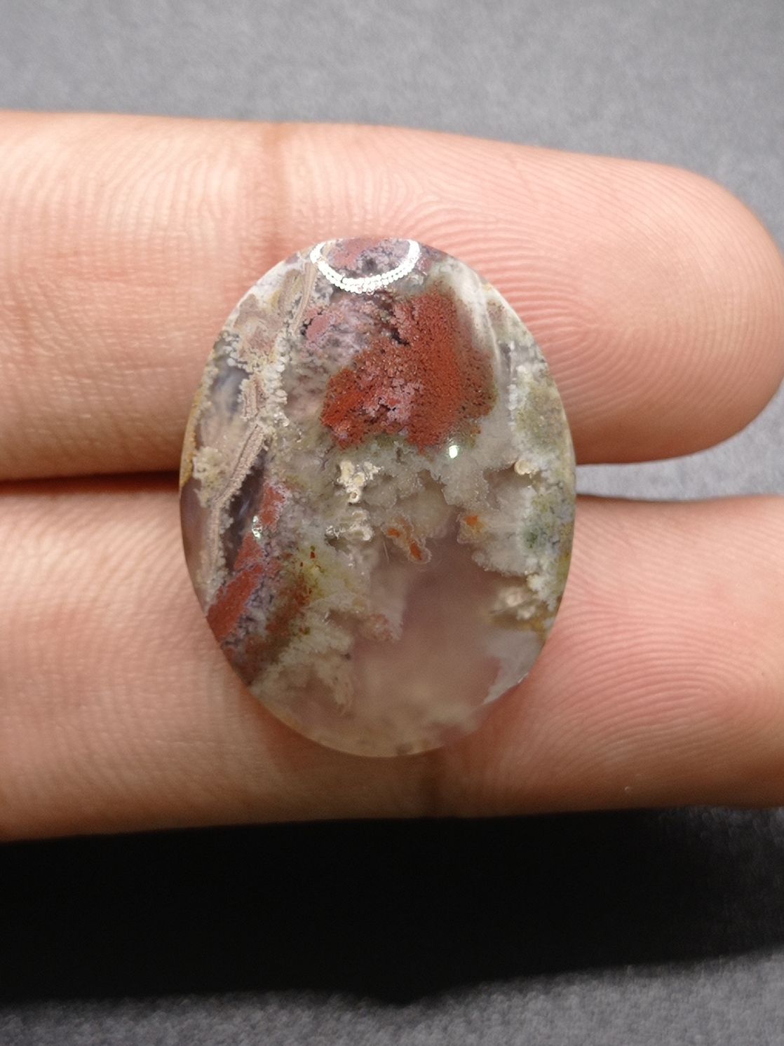 27.1ct Moss Agate - Red Moss Agate - 26x20x7mm