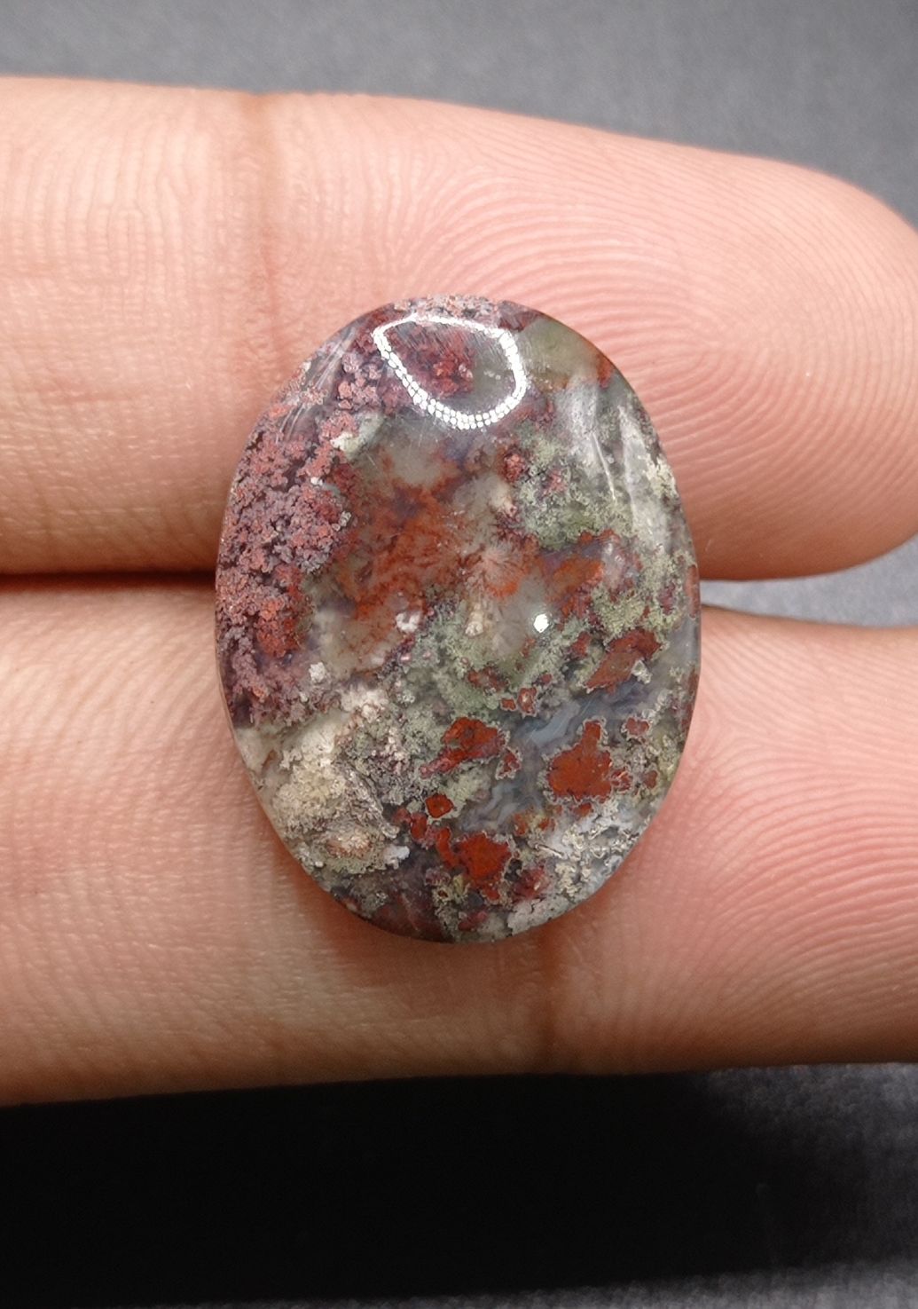 18.6ct Moss Agate - Red Moss Agate - 22.2x17.2x6.2mm