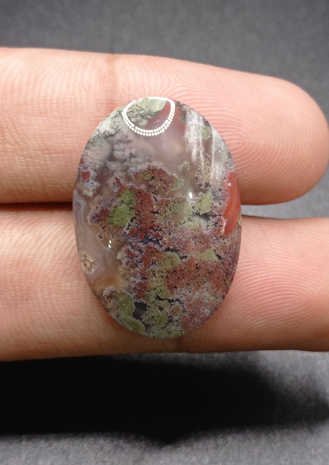 27.7ct Moss Agate - Red Moss Agate - 29x20x7mm