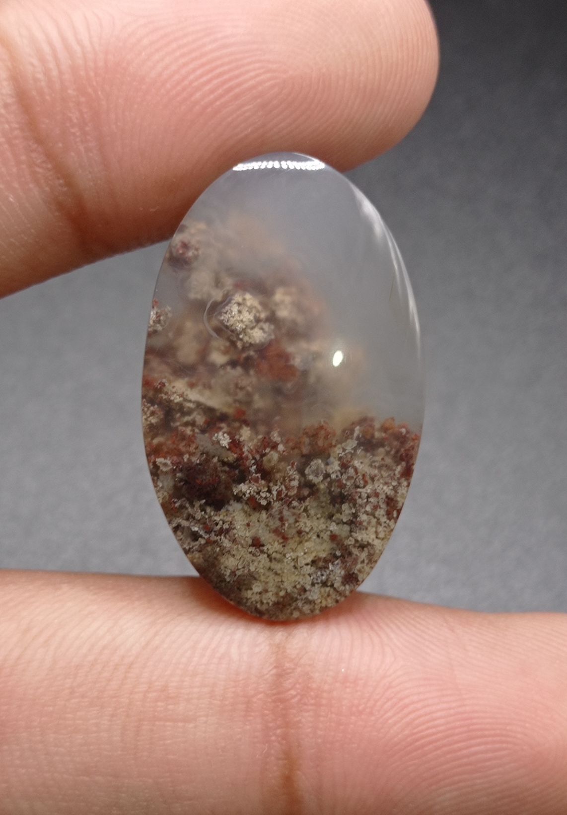 28.4ct Moss Agate - Red Moss Agate - 31x19x6mm