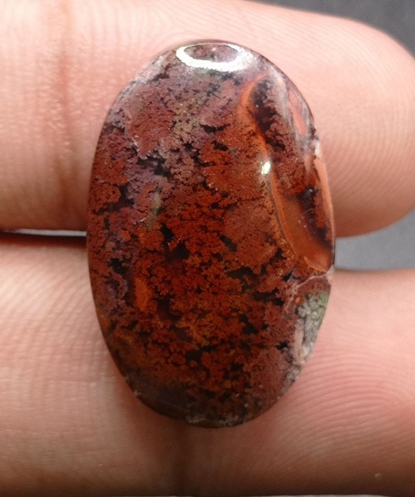 24.7ct Moss Agate - Red Moss Agate - 27x17x7mm