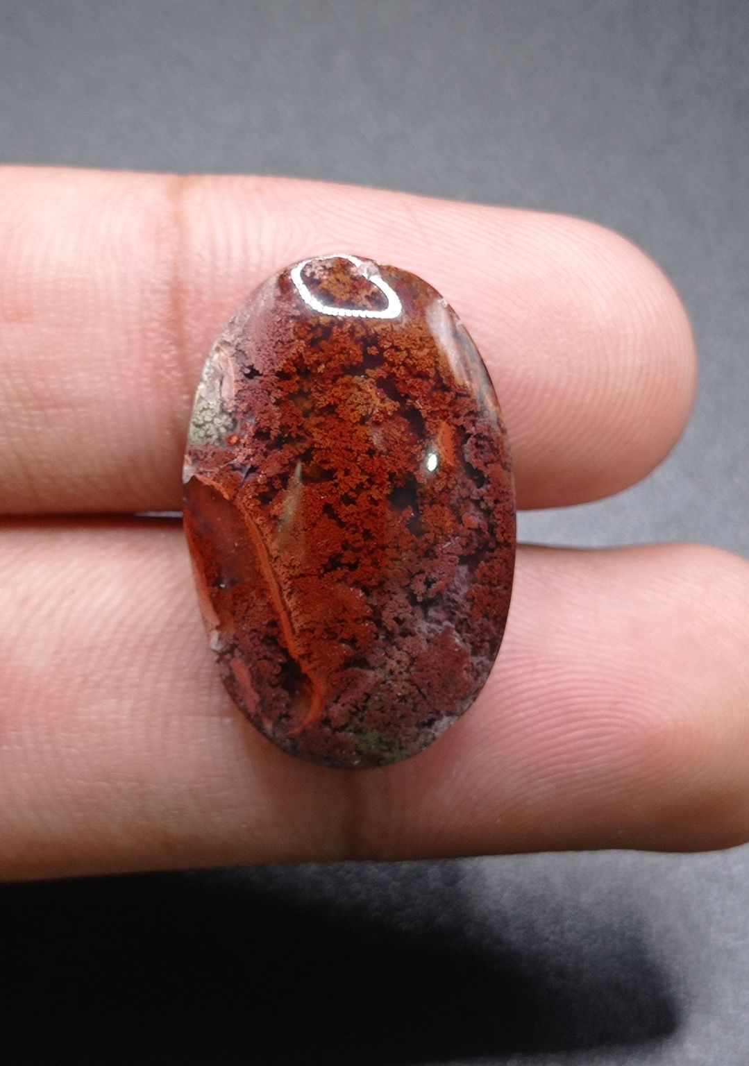 24.7ct Moss Agate - Red Moss Agate - 27x17x7mm
