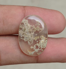 19.35ct Very Unique Pattern of Moss Agate Oval Cabochon - Transparent Moss Agate - 25x18x5mm