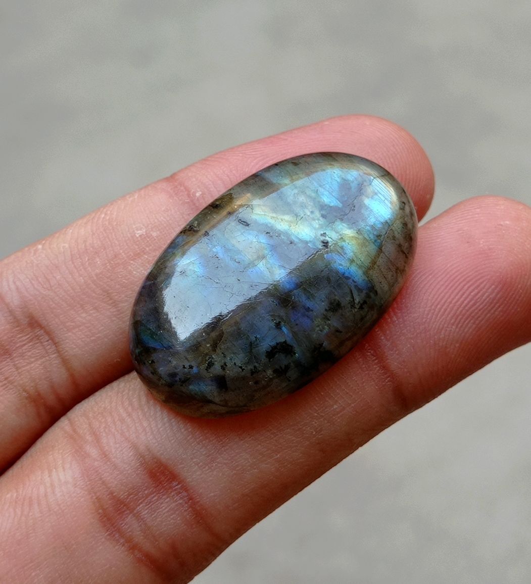 42ct Labradorite Cabochon - Spectrolite- Black Moon Stone - 35x22mm