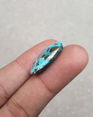 Natural Certified Turquoise with Pyrite - Blue Matrix Turquoise - Shajri Feroza-23.5Ct-25x16m