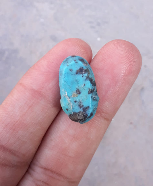 Natural Certified Turquoise with Pyrite - Blue Matrix Turquoise - Shajri Feroza-7.9Ct-20x11mm