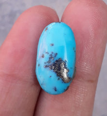 Natural Certified Turquoise with Pyrite - Blue Matrix Turquoise - Shajri Feroza-7.9Ct-20x11mm