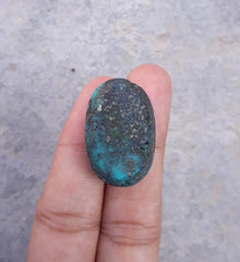Natural Certified Turquoise with Pyrite - Blue Matrix Turquoise - Shajri Feroza-56.6Ct-29x19mm