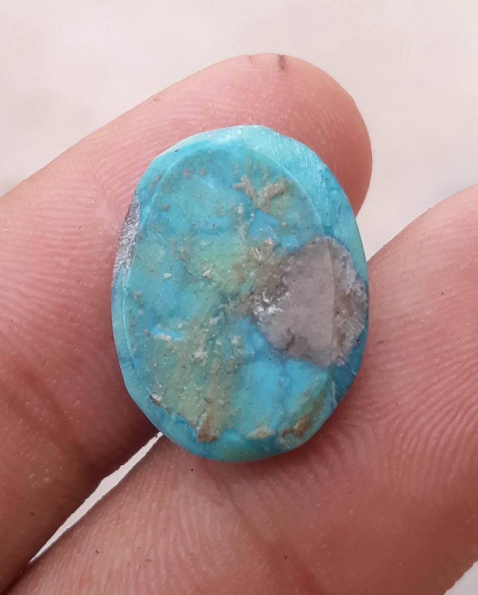 14.5ct Morenci Turquoise - Natural Certified Turquoise with Pyrite - Blue Matrix Turquoise - Shajri Feroza - 19x14mm