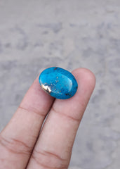21.1ct Natural Certified Turquoise with Pyrite - Blue Matrix Turquoise - Shajri Feroza - 22x16mm