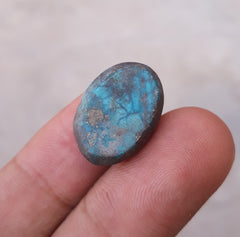 Natural Certified Turquoise with Pyrite - Blue Matrix Turquoise - Shajri Feroza-23Ct-20x15mm