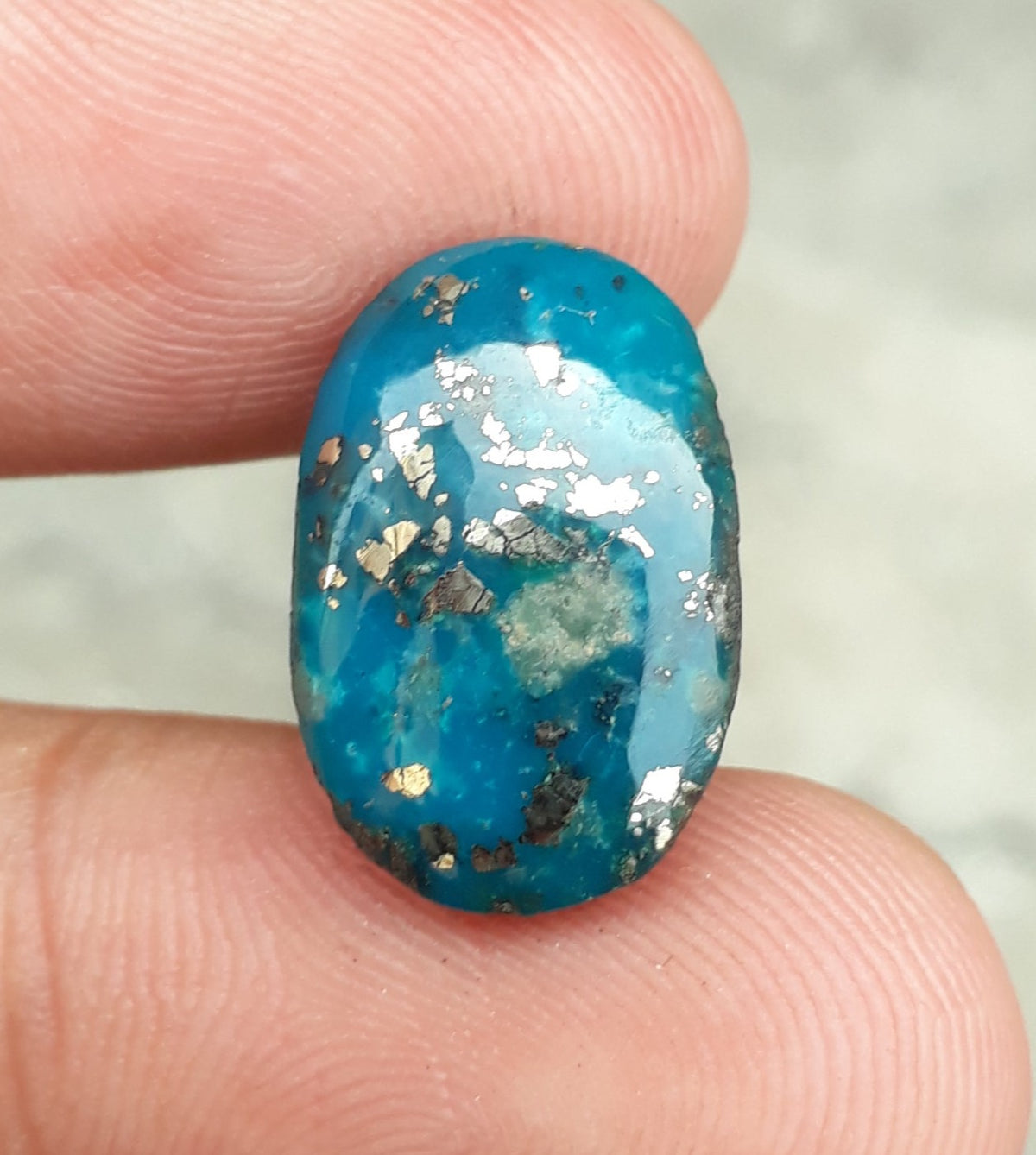 12ct Turquoise with Pyrite - Shajri Feroza - 18x12mm