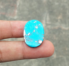 Natural Certified Turquoise with Pyrite - Blue Matrix Turquoise - Shajri Feroza-22.5Ct-26x18mm