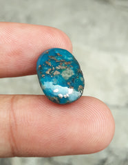 12.2ct Morenci Turquoise - Natural Certified Turquoise with Pyrite - Blue Matrix Turquoise - Shajri Feroza - 18x12mm