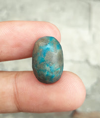 12.2ct Morenci Turquoise - Natural Certified Turquoise with Pyrite - Blue Matrix Turquoise - Shajri Feroza - 18x12mm