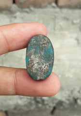 Natural Certified Turquoise with Pyrite - Blue Matrix Turquoise - Shajri Feroza-28.1Ct-27x17mm