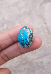 Natural Certified Turquoise with Pyrite - Blue Matrix Turquoise - Shajri Feroza-40.4Ct-25x17mm