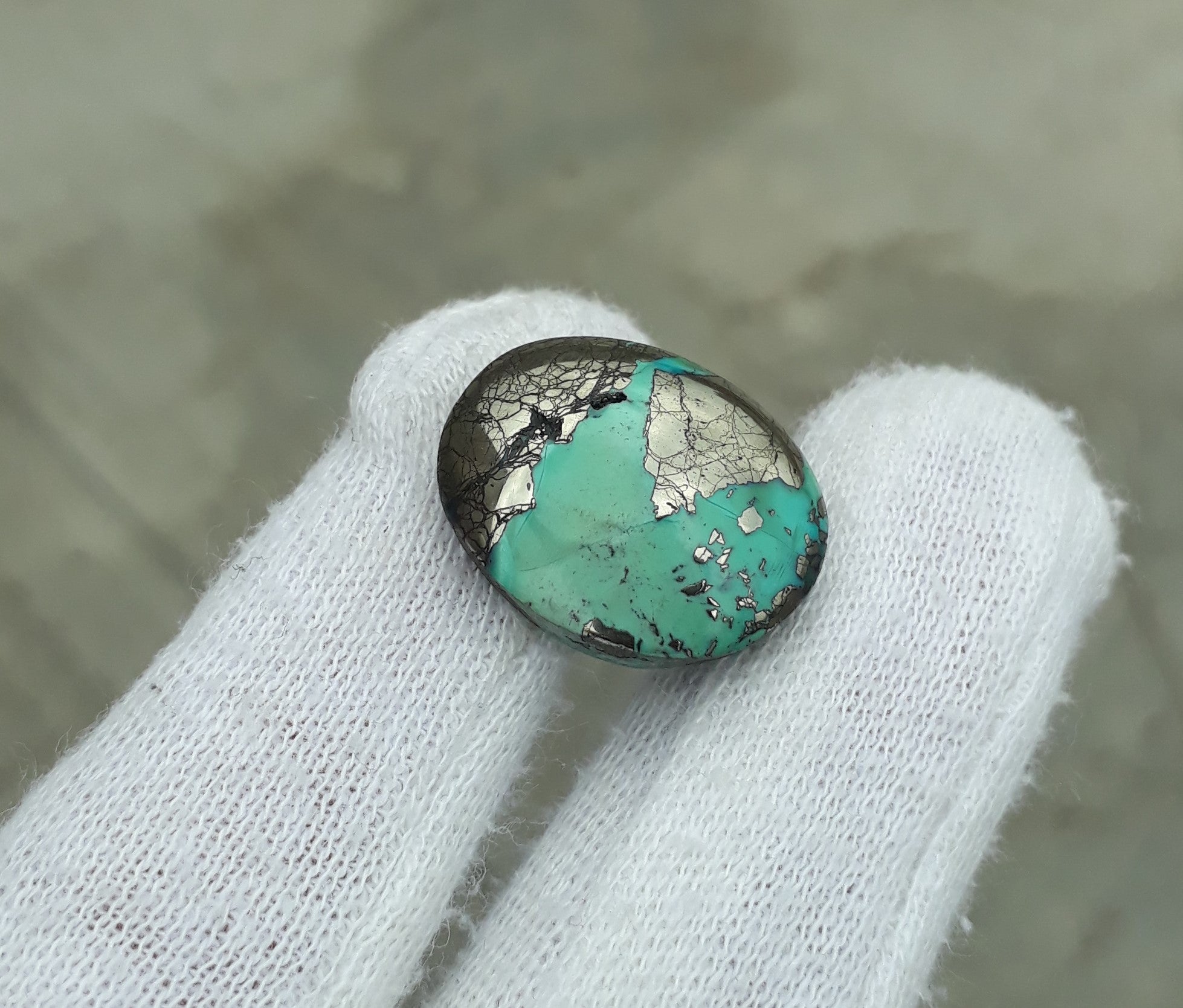 Natural Turquoise with Pyrite - Green Matrix Turquoise - Shajri Feroza-35Ct