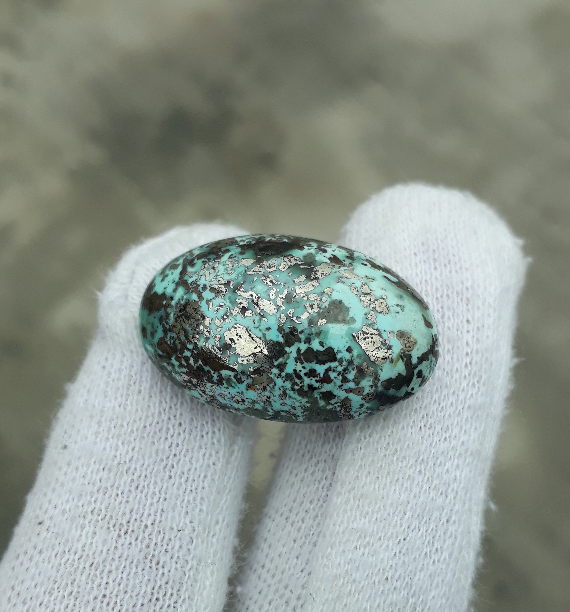 Natural Turquoise with Pyrite - Blue Matrix Turquoise - Shajri Feroza-43Ct