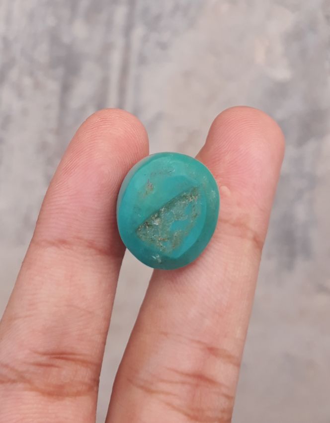 Natural Green Turquoise - Persian Turquoise - Green Feroza - 20.4ct- 17x15mm