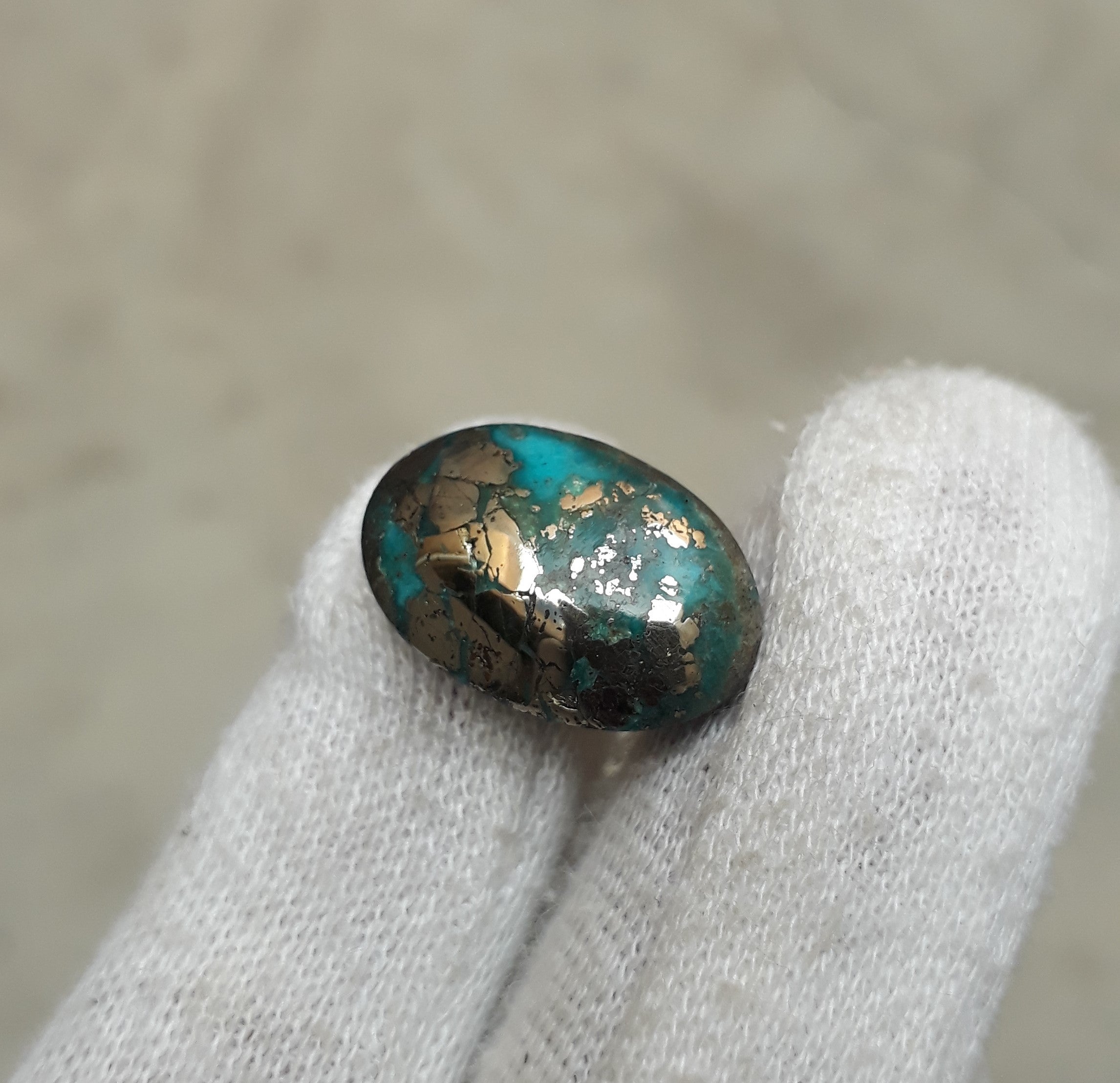 Natural Turquoise with Pyrite - Blue Matrix Turquoise - Shajri Feroza-14Ct