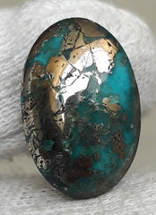 Natural Turquoise with Pyrite - Blue Matrix Turquoise - Shajri Feroza-14Ct