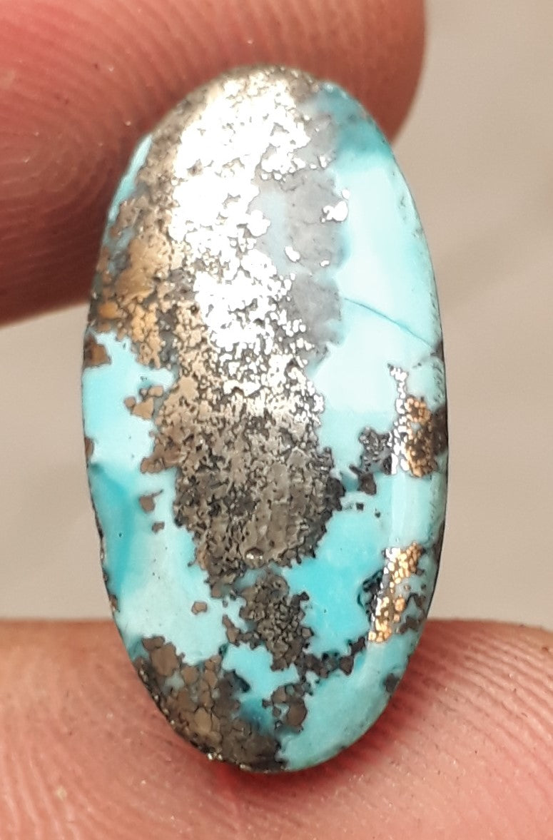 Natural Turquoise with Pyrite - Blue Matrix Turquoise - Shajri Feroza-14.30Ct