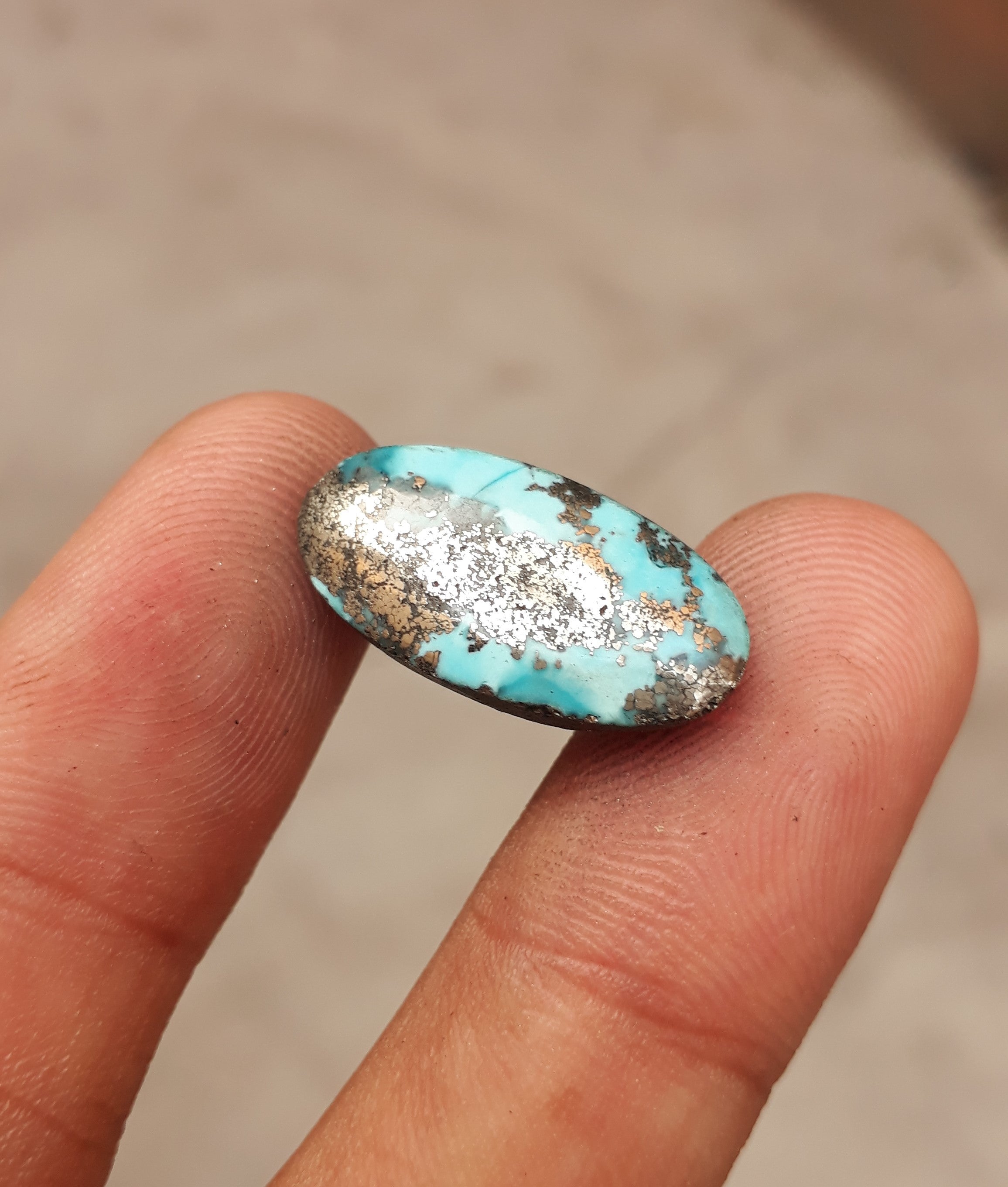 Natural Turquoise with Pyrite - Blue Matrix Turquoise - Shajri Feroza-14.30Ct