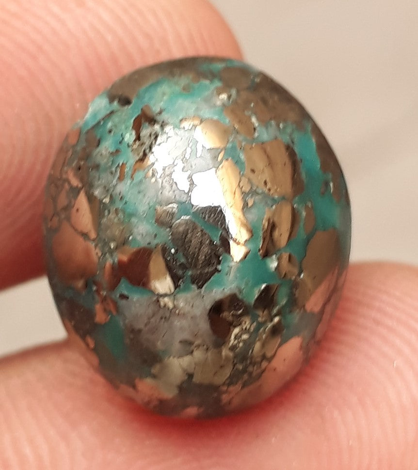 Natural Turquoise with Pyrite - Blue Matrix Turquoise - Shajri Feroza-17Ct