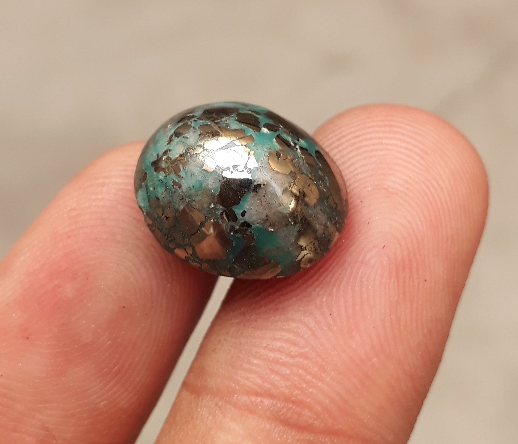 Natural Turquoise with Pyrite - Blue Matrix Turquoise - Shajri Feroza-17Ct