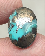 Natural Turquoise with Pyrite - Blue Matrix Turquoise - Shajri Feroza-17Ct