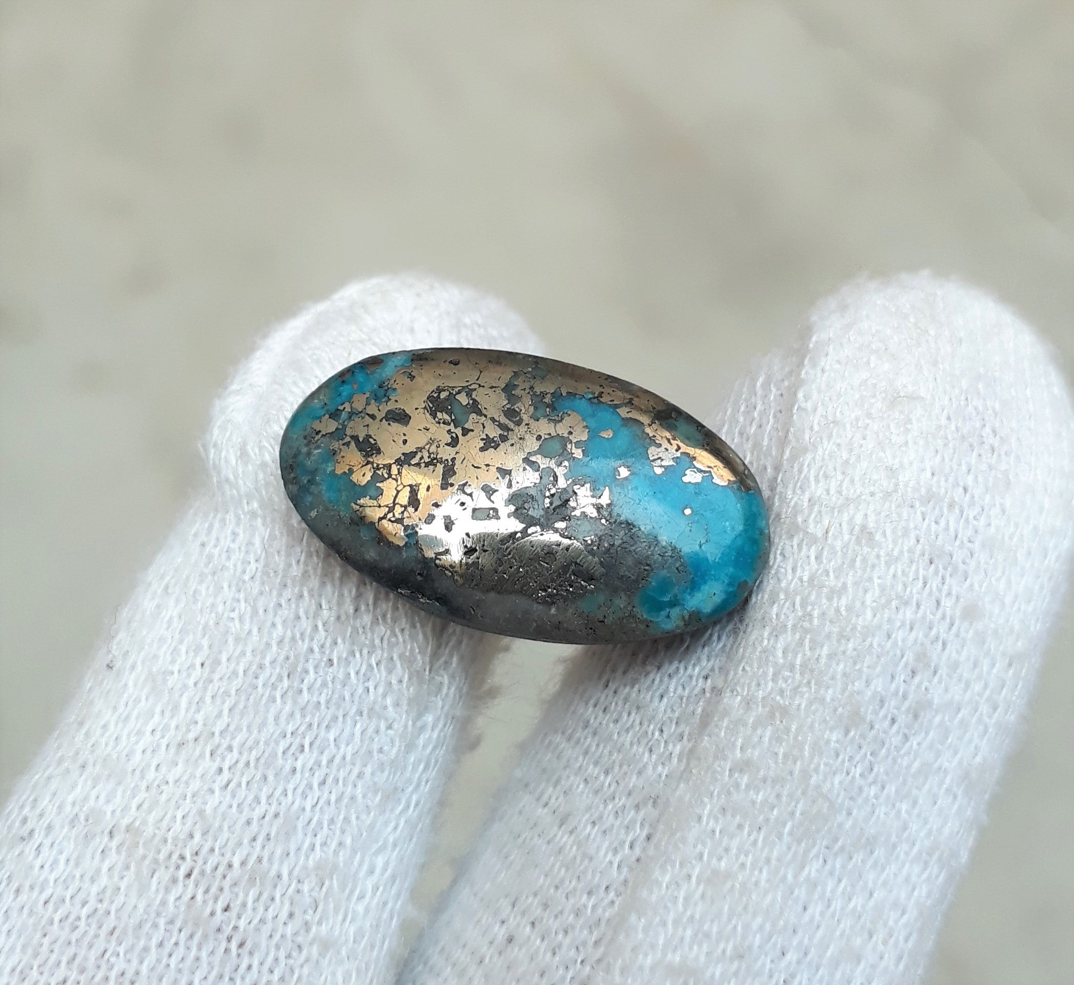 Natural Turquoise with Pyrite - Blue Matrix Turquoise - Shajri Feroza-20Ct