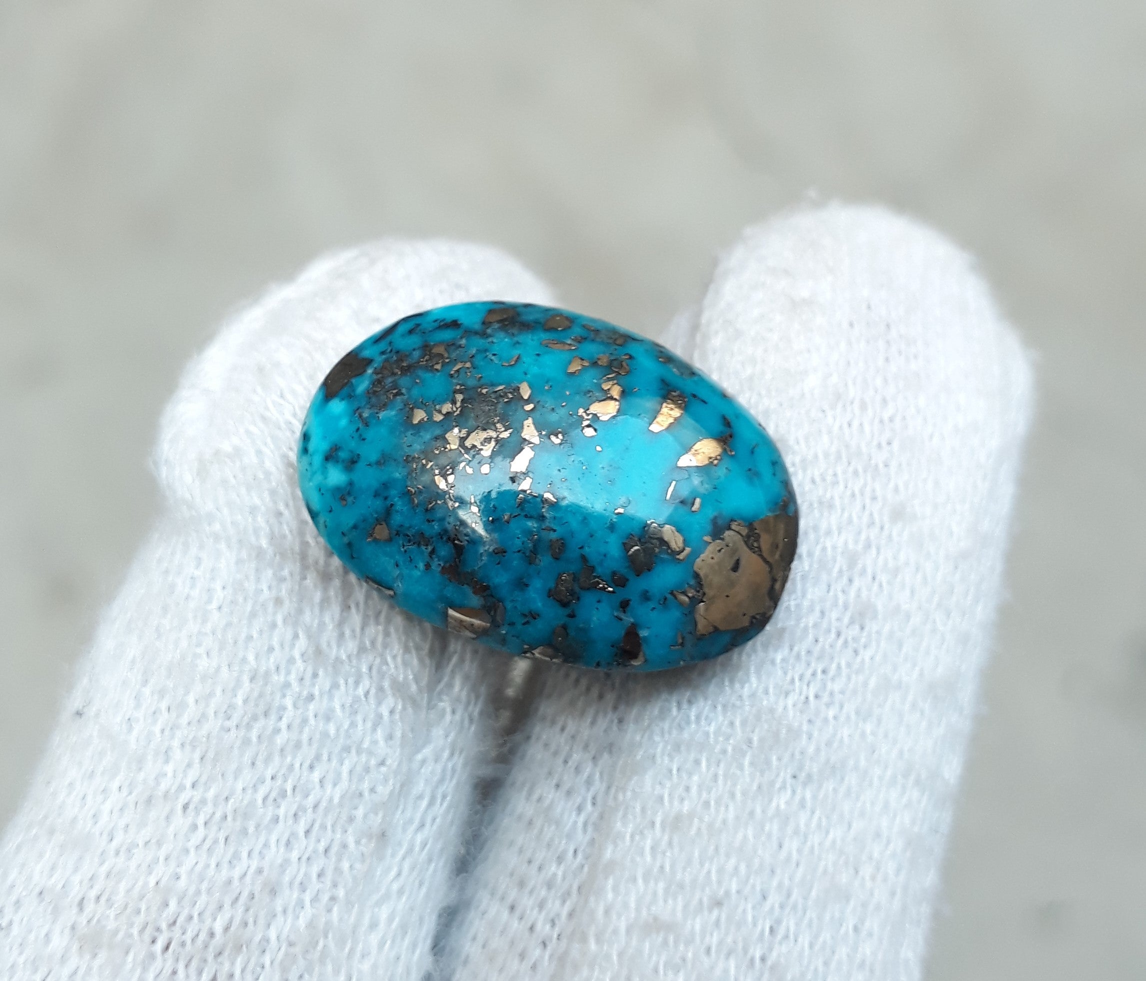 Natural Turquoise with Pyrite - Blue Matrix Turquoise - Shajri Feroza-22Ct