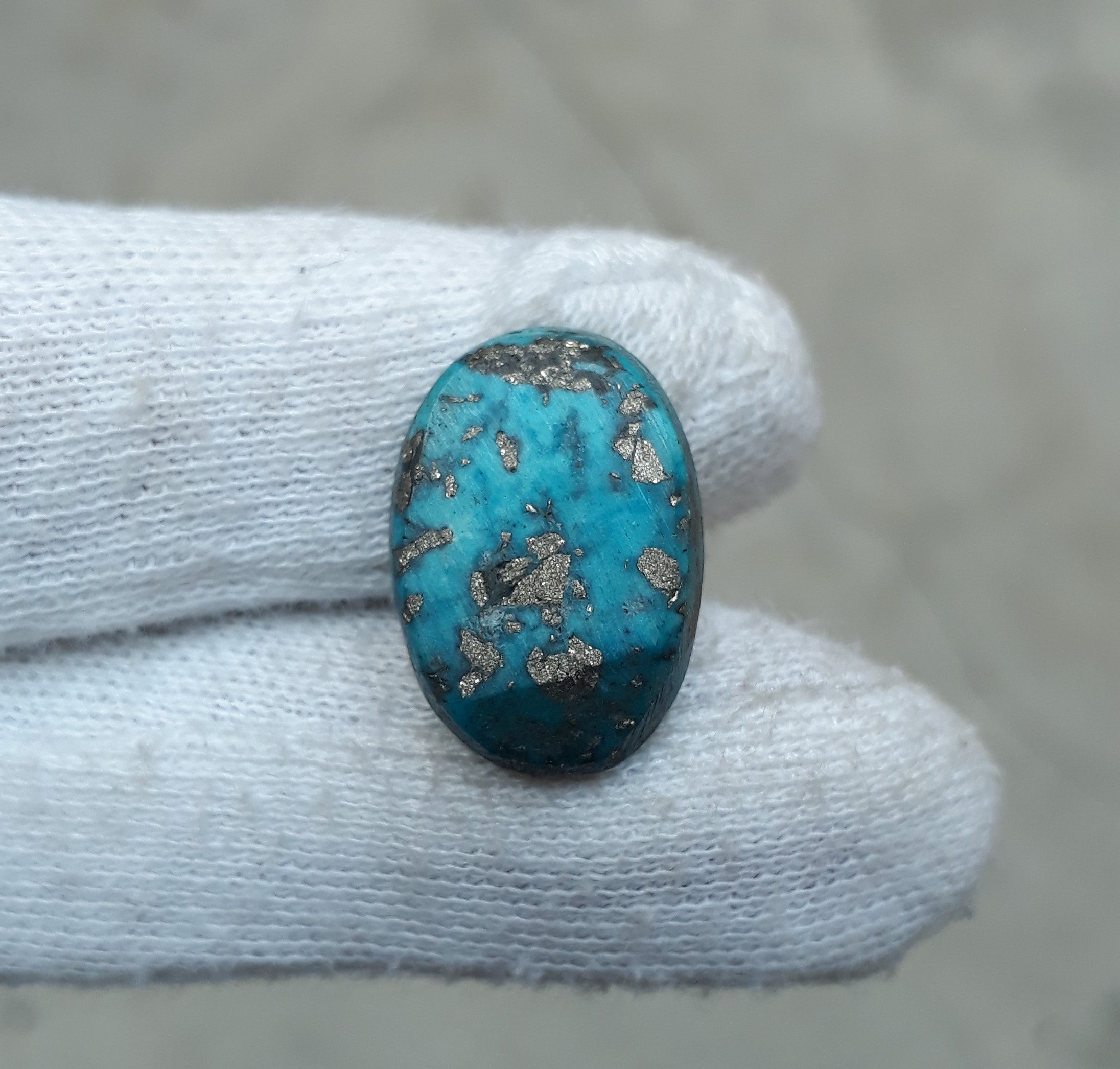 Natural Turquoise with Pyrite - Blue Matrix Turquoise - Shajri Feroza-22Ct