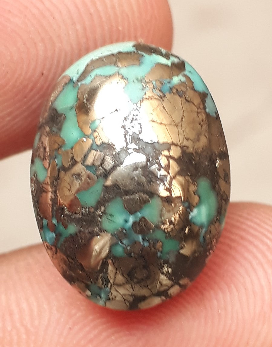 Natural Turquoise with Pyrite - Blue Matrix Turquoise - Shajri Feroza-22.60Ct