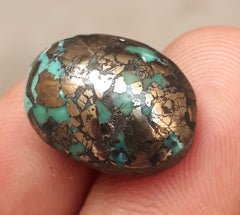 Natural Turquoise with Pyrite - Blue Matrix Turquoise - Shajri Feroza-22.60Ct