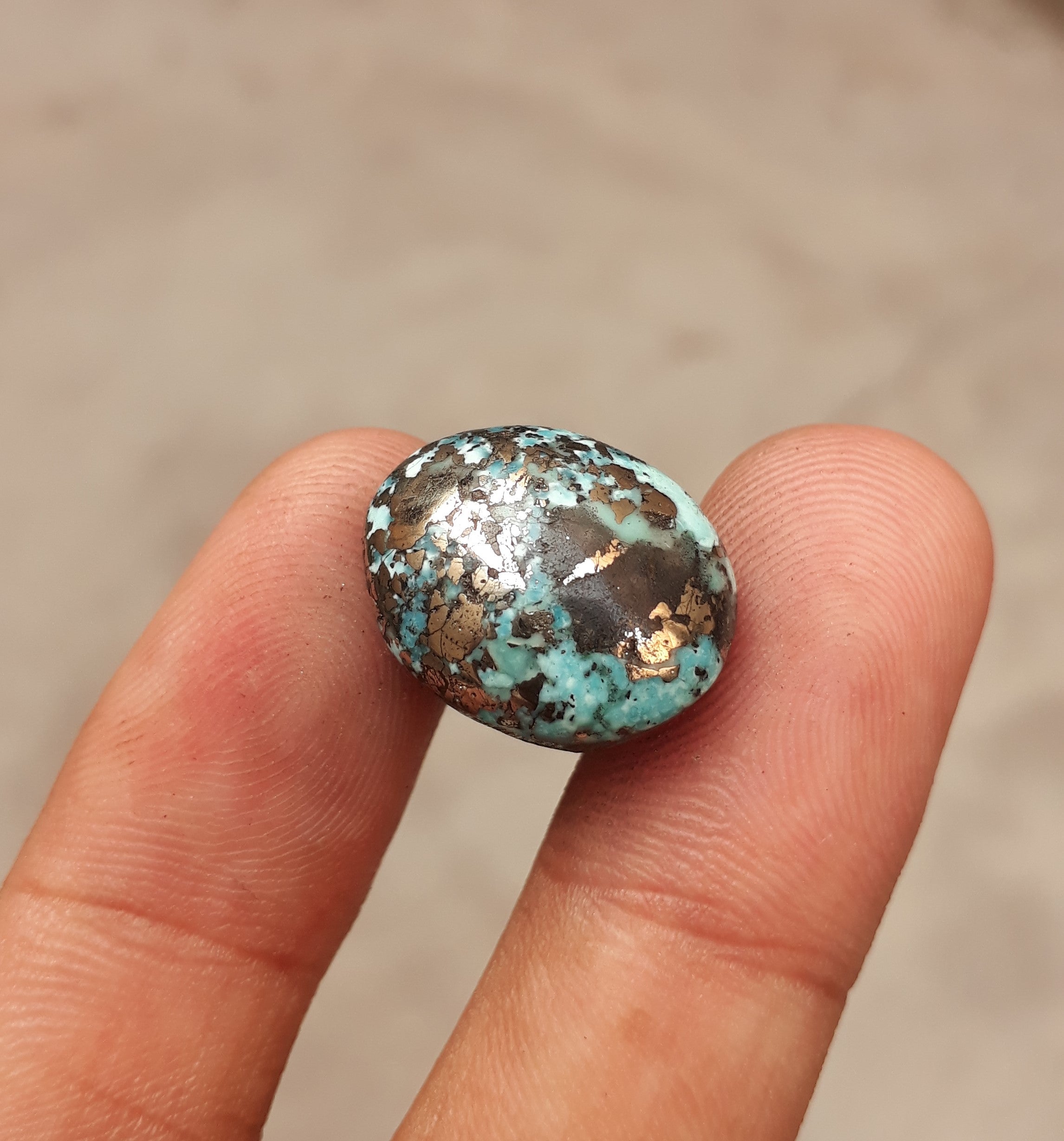 Natural Turquoise with Pyrite - Blue Matrix Turquoise - Shajri Feroza-23Ct