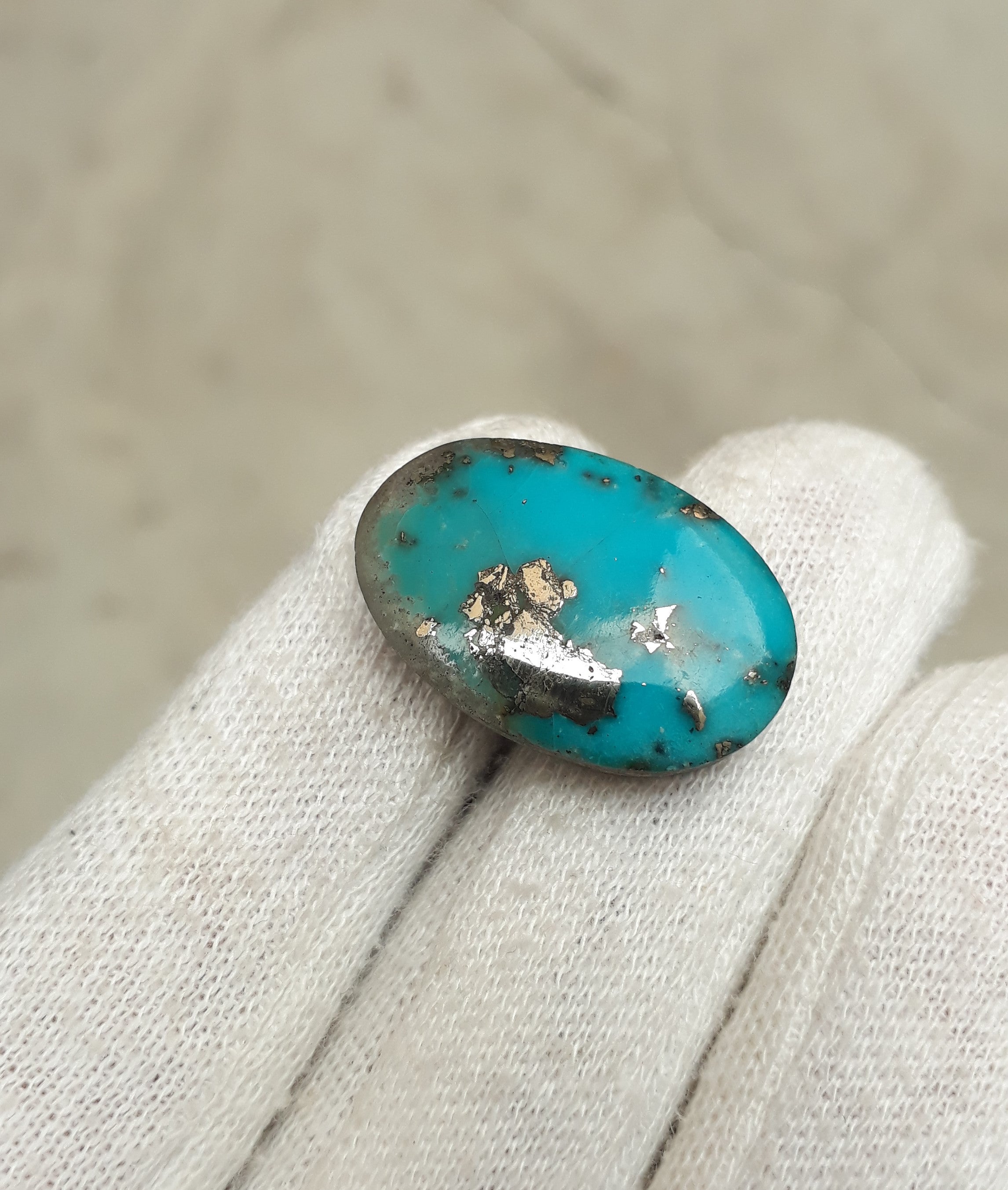 Natural Turquoise with Pyrite - Blue Matrix Turquoise - Shajri Feroza-23Ct