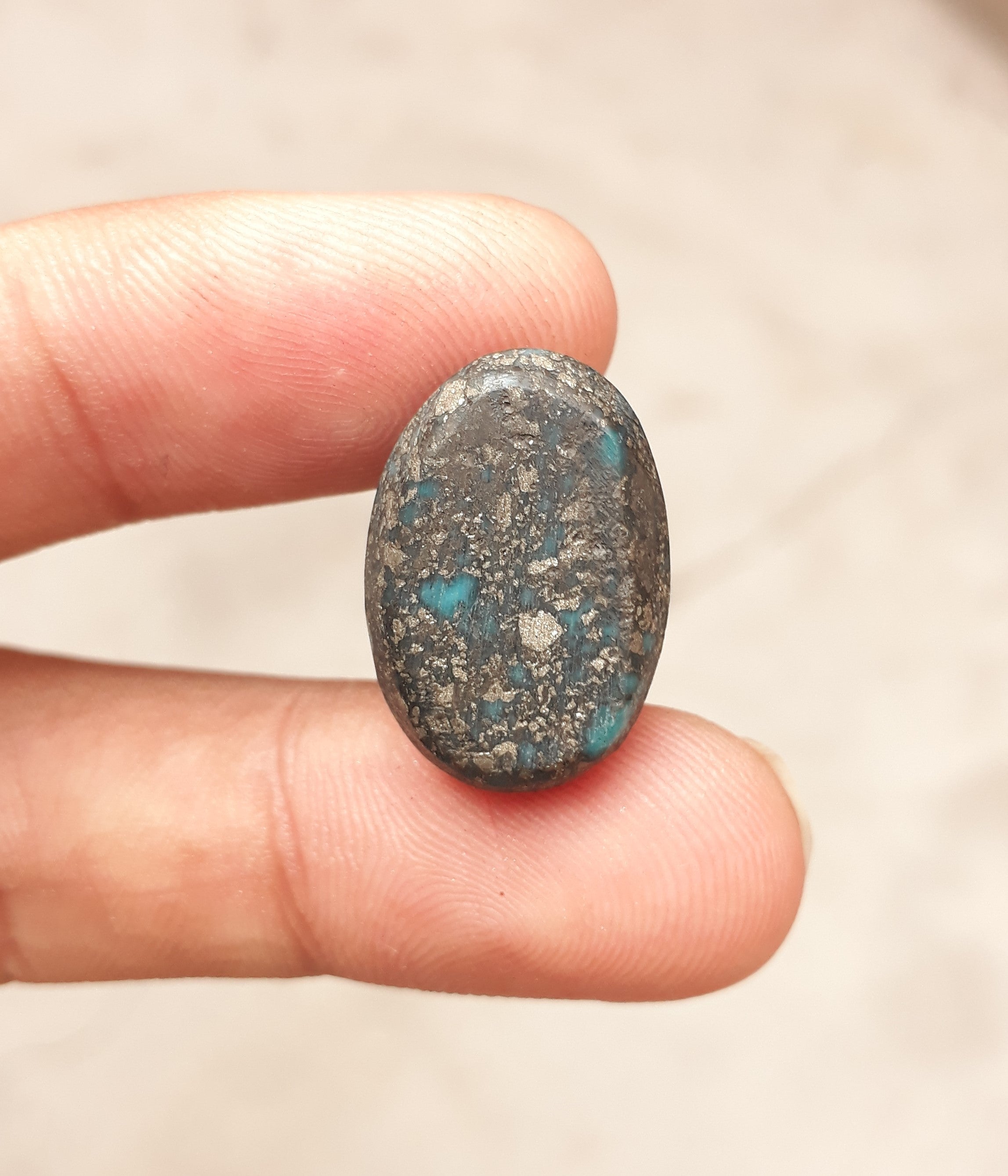 Natural Turquoise with Pyrite - Blue Matrix Turquoise - Shajri Feroza-24.40Ct