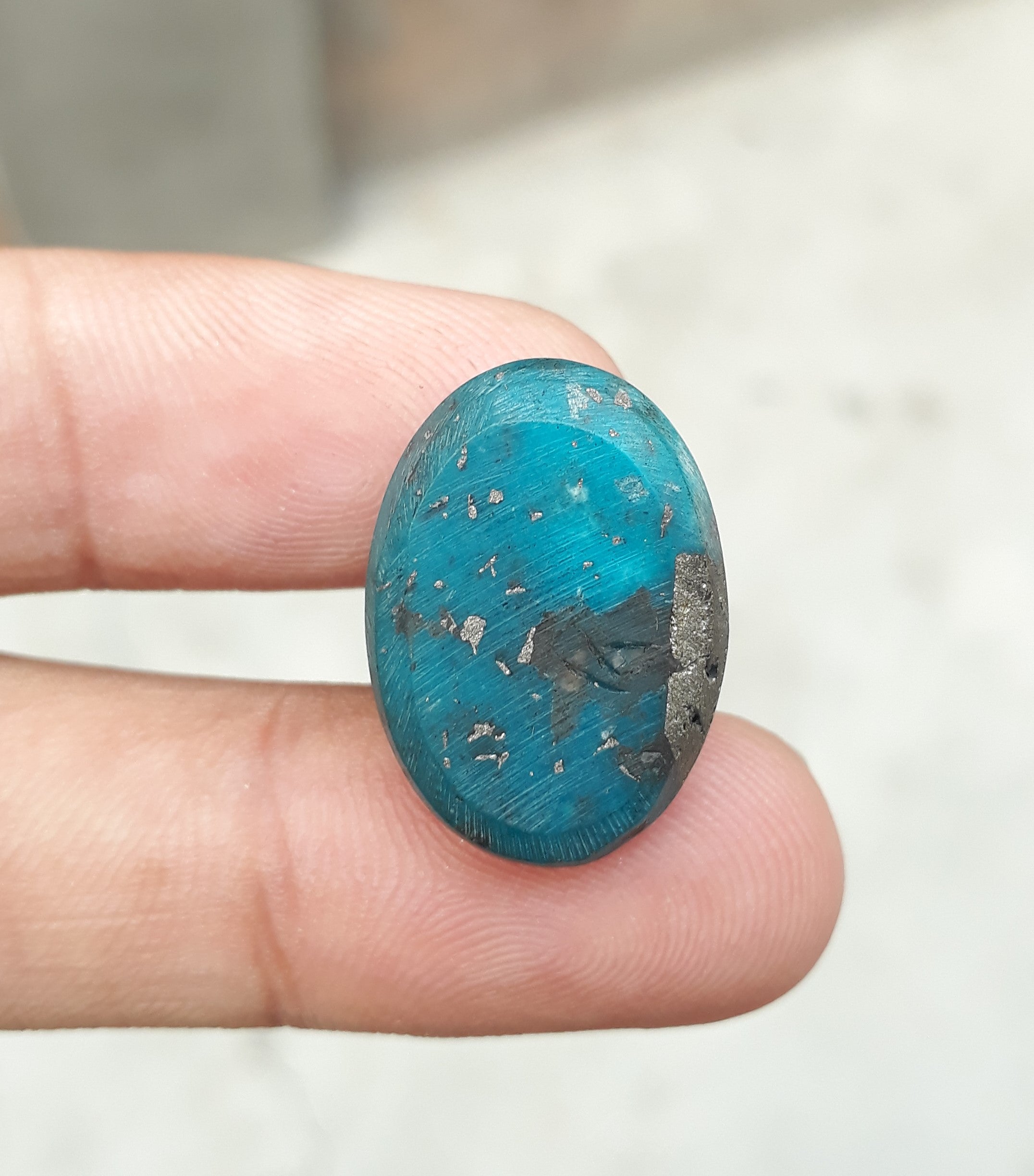 Natural Turquoise with Pyrite - Blue Matrix Turquoise - Shajri Feroza-28Ct