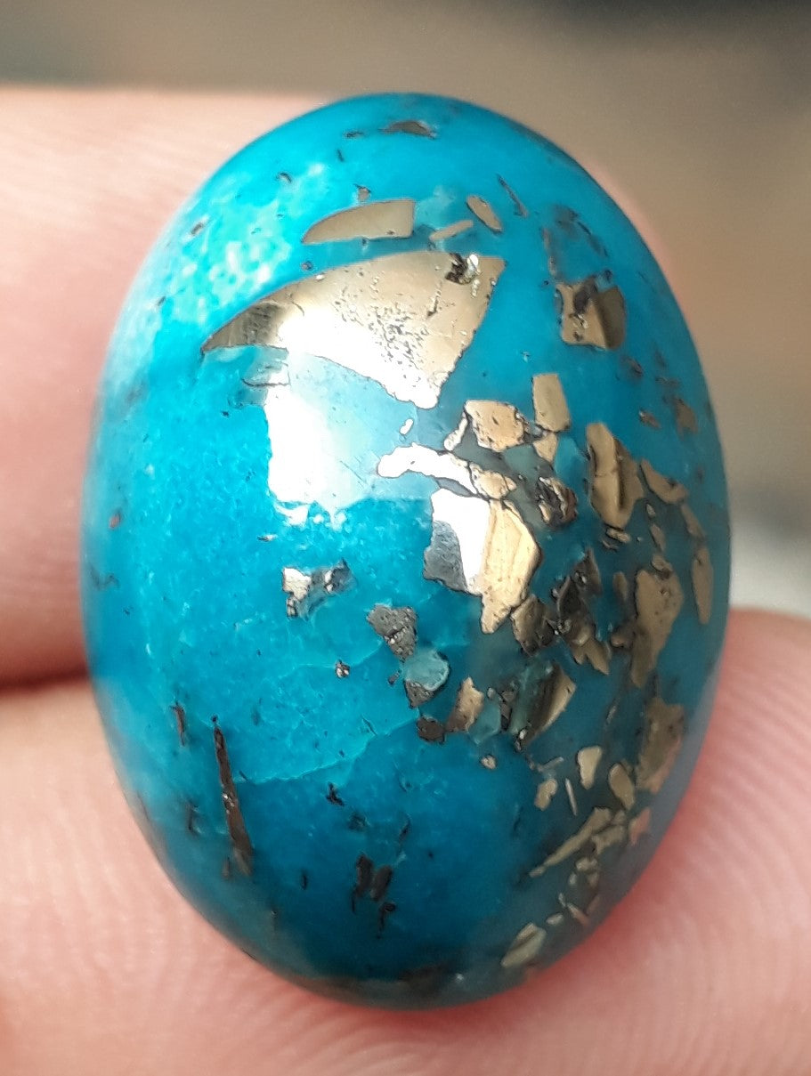 Natural Turquoise with Pyrite - Blue Matrix Turquoise - Shajri Feroza-28Ct