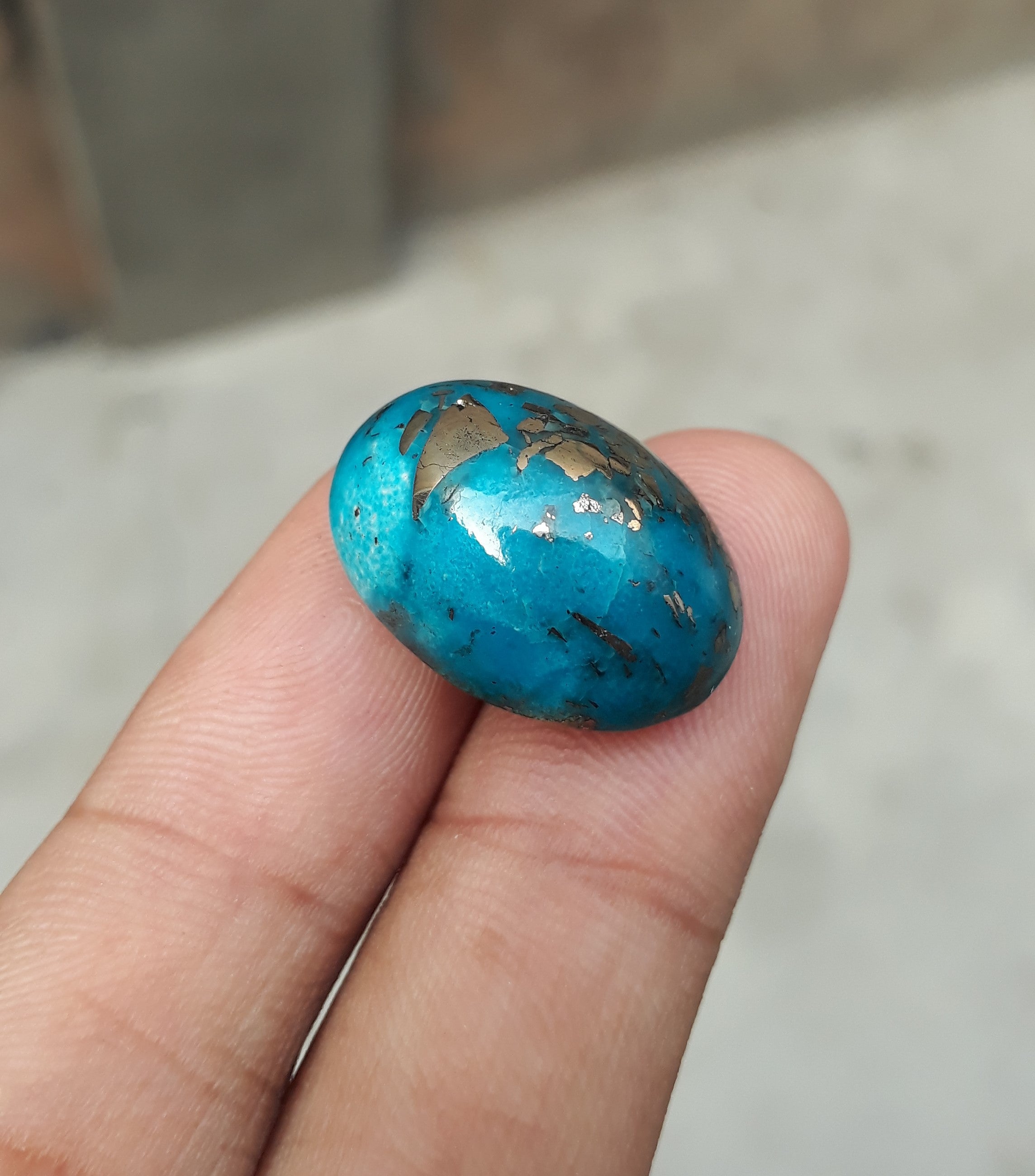 Natural Turquoise with Pyrite - Blue Matrix Turquoise - Shajri Feroza-28Ct