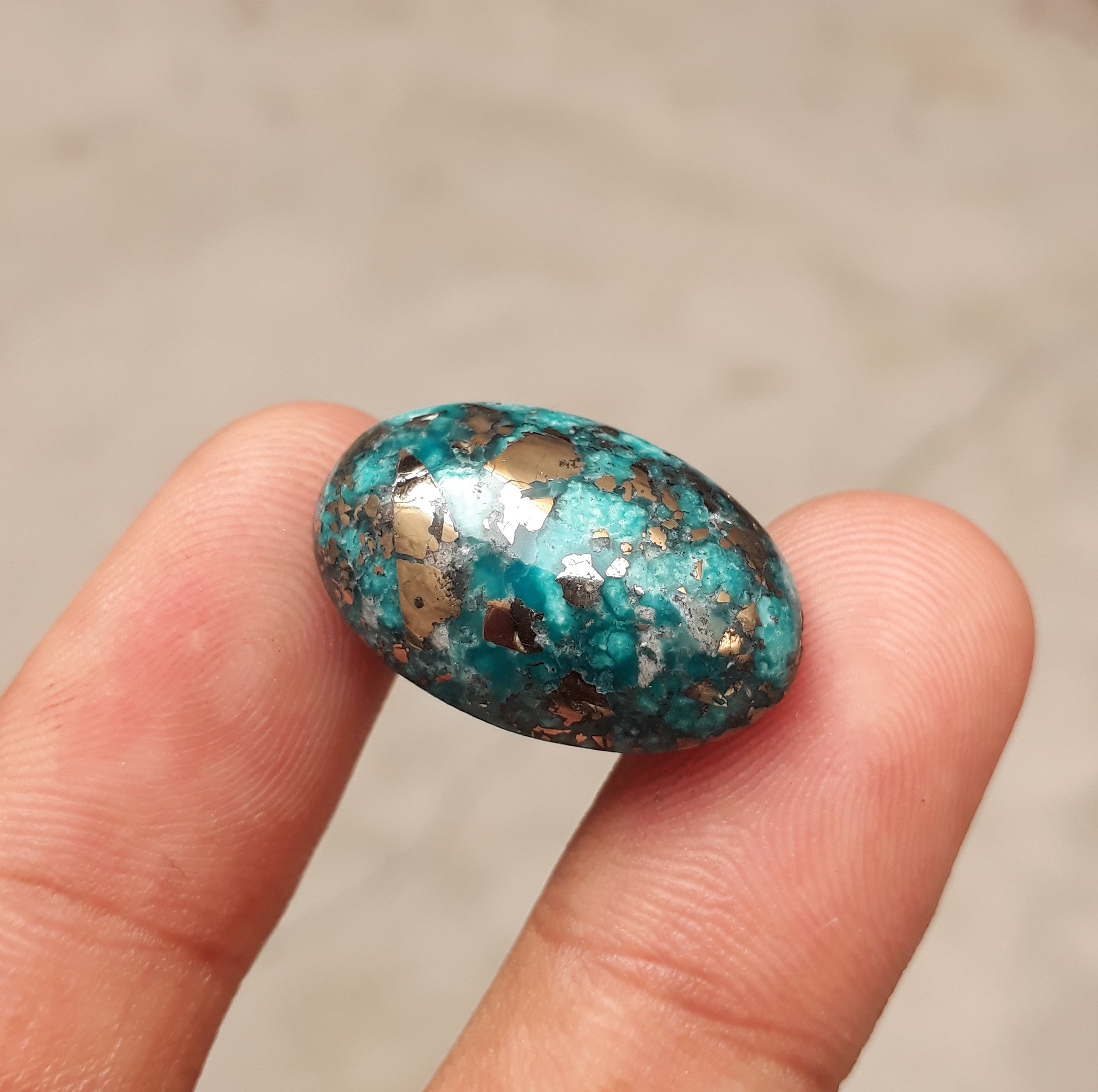 Natural Turquoise with Pyrite - Blue Matrix Turquoise - Shajri Feroza-28.25Ct