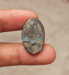 Natural Turquoise with Pyrite - Blue Matrix Turquoise - Shajri Feroza-28.40Ct