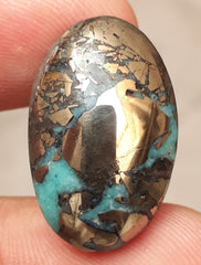 Natural Turquoise with Pyrite - Blue Matrix Turquoise - Shajri Feroza-28.40Ct