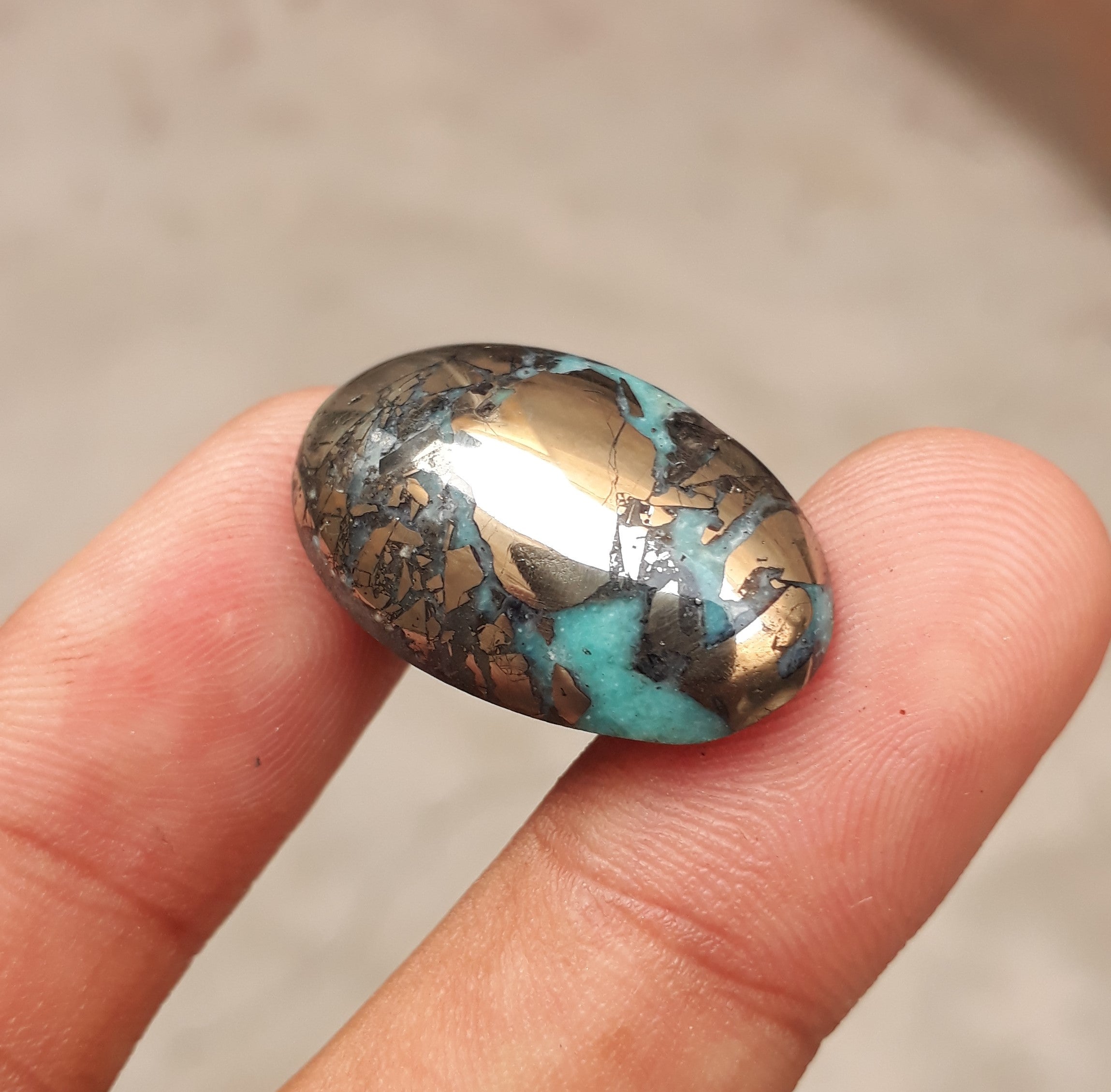 Natural Turquoise with Pyrite - Blue Matrix Turquoise - Shajri Feroza-28.40Ct