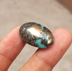 Natural Turquoise with Pyrite - Blue Matrix Turquoise - Shajri Feroza-28.40Ct