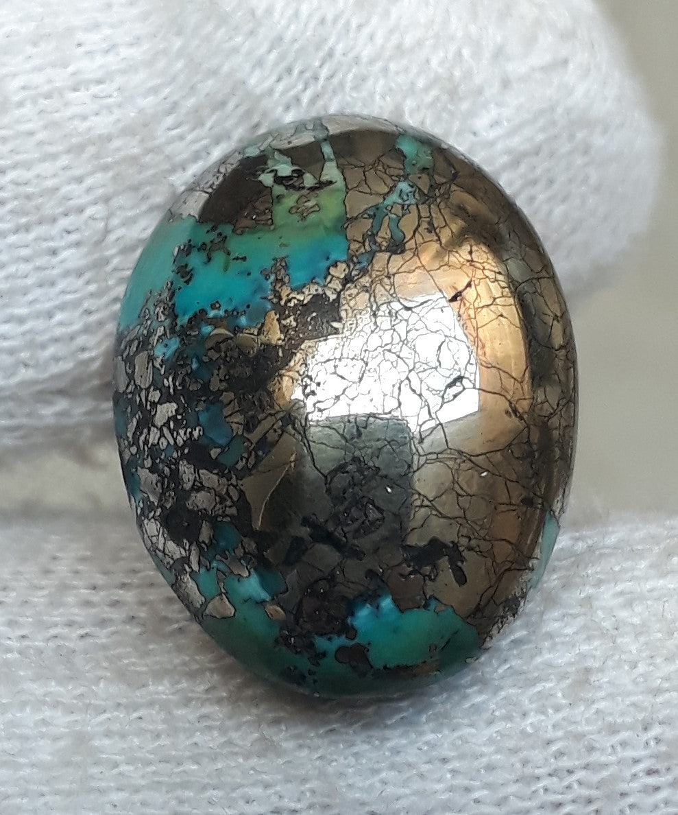 Natural Turquoise with Pyrite - Blue Matrix Turquoise - Shajri Feroza-35Ct