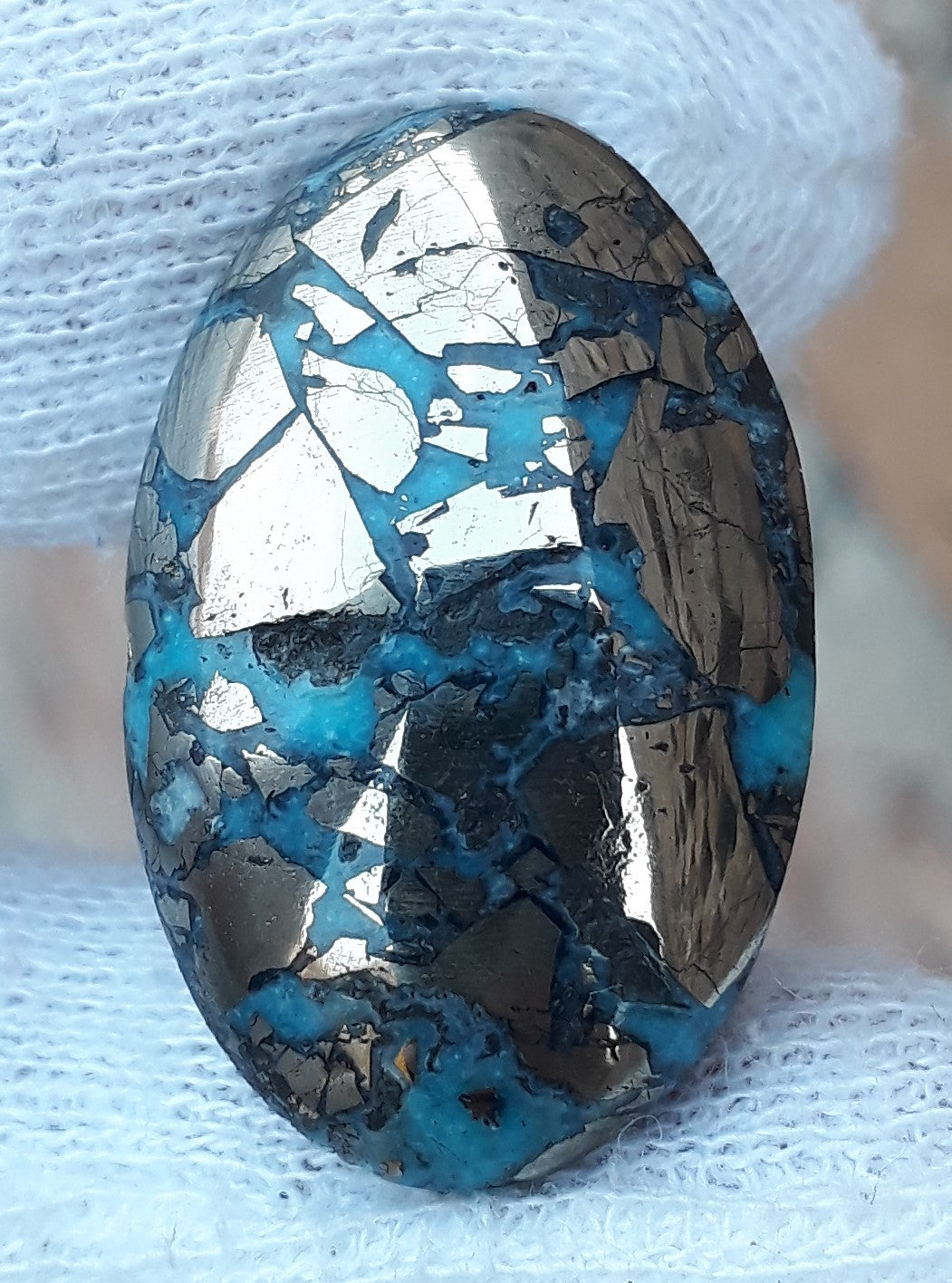 Natural Turquoise with Pyrite - Blue Matrix Turquoise - Shajri Feroza-39Ct