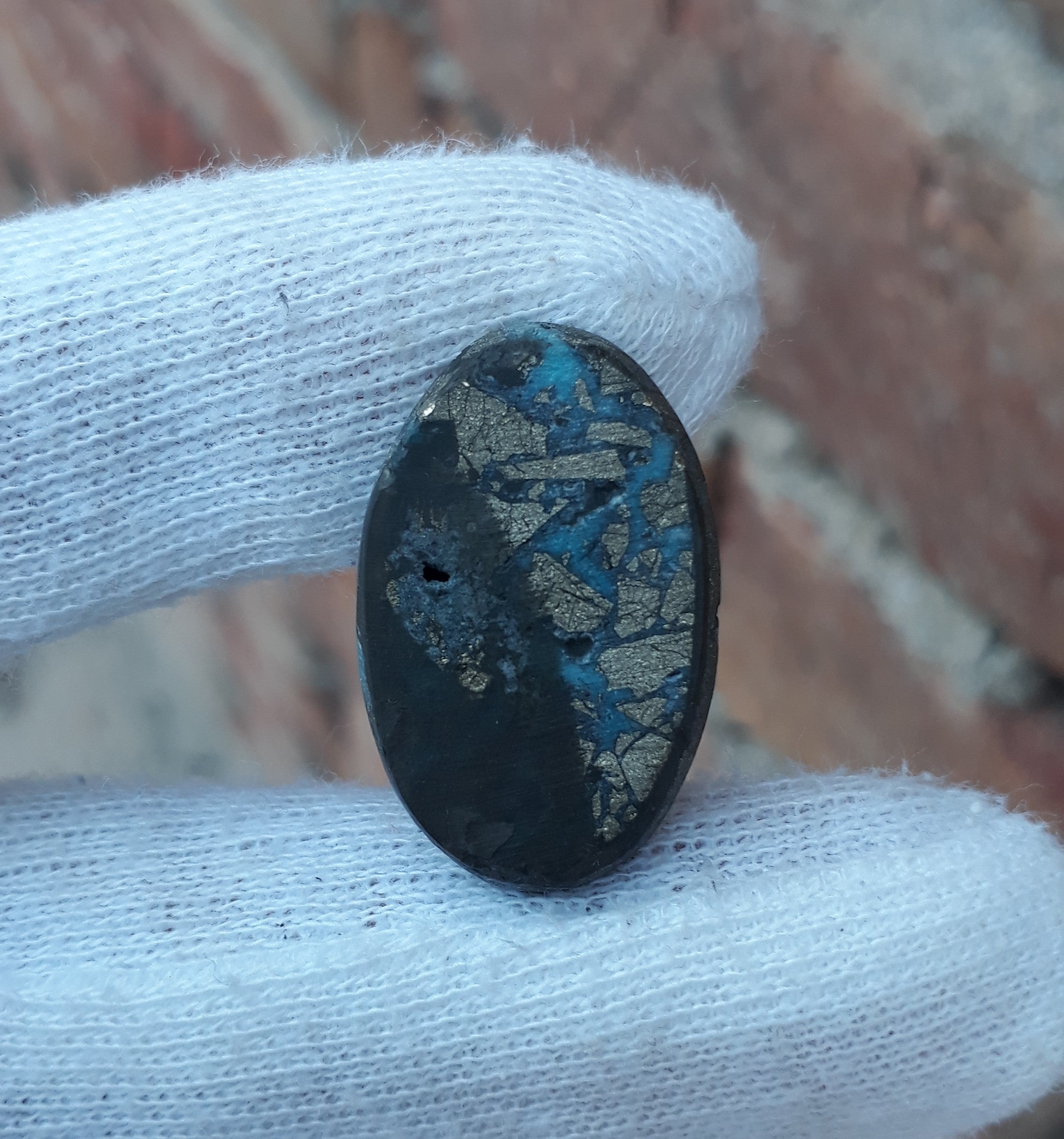 Natural Turquoise with Pyrite - Blue Matrix Turquoise - Shajri Feroza-39Ct